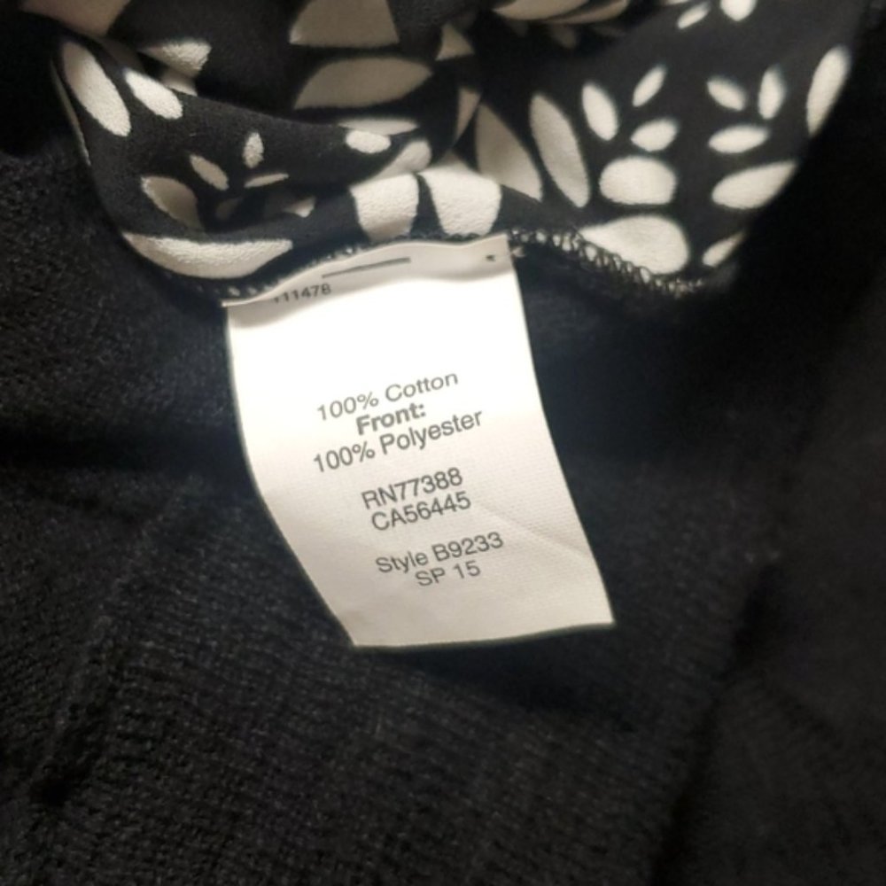 J. Crew Black Ivory Short Sleeve Floral Print Top - Picture 4 of 4